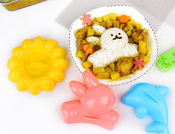 Khuôn nhấm cơm, bento hình cá heo, thỏ, bông hoa