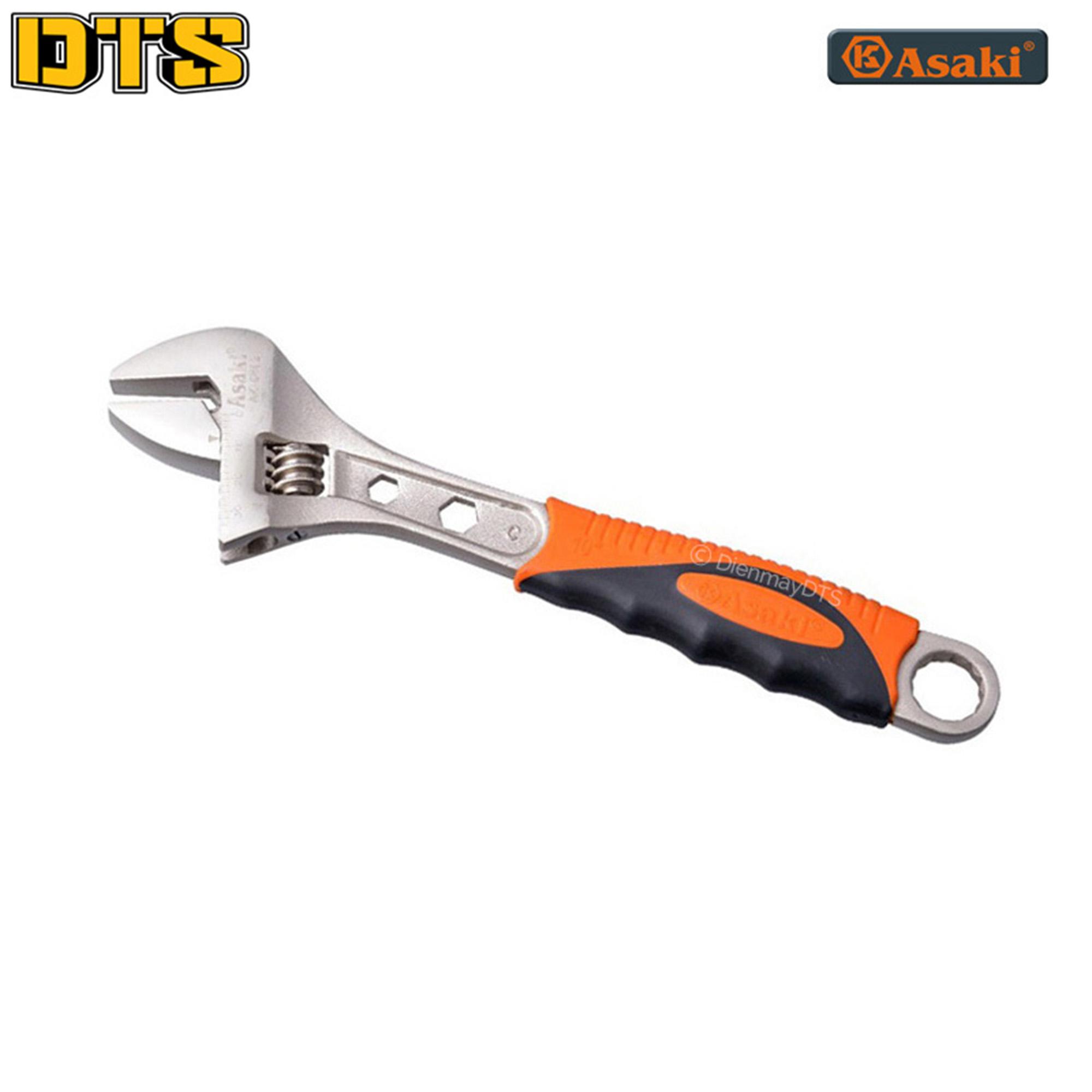Mỏ lết cao cấp cán bọc nhựa pvc chống trượt asaki ak-0402 10inch-250mm