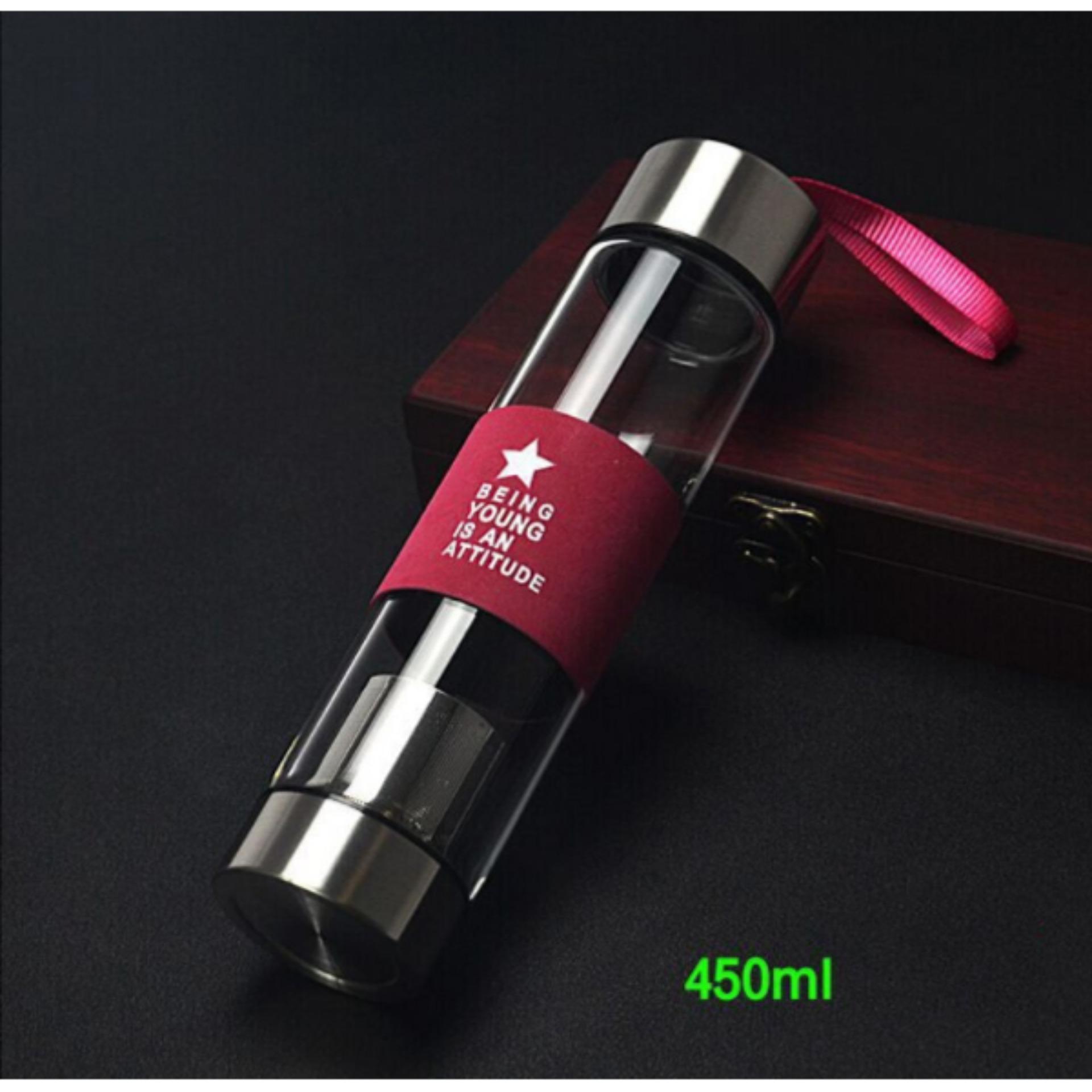 [HCM]Bình nước thủy tinh VN cao cấp màu đen
