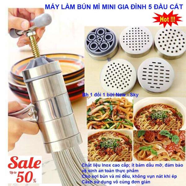 Bán Khuôn Làm Bánh Lọt, Dụng Cụ Làm Bún Mì Tươi 5 Đầu Inox Cao Cấp - NSK1138, Máy Làm Bún Mì Mini Gia Đình An Toàn, Chất Lượng, Hiệu Quả - Bh 1 Đổi 1 Bởi New - Sky