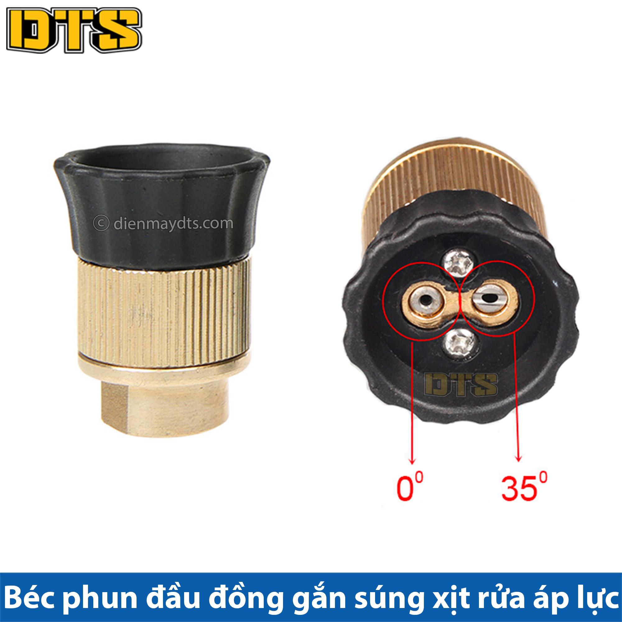 Béc xịt rửa xe 2 lỗ bằng đồng gắn súng xịt - súng rửa xe, dây phun áp lực của máy rửa xe áp lực cao, máy xịt rửa cao áp