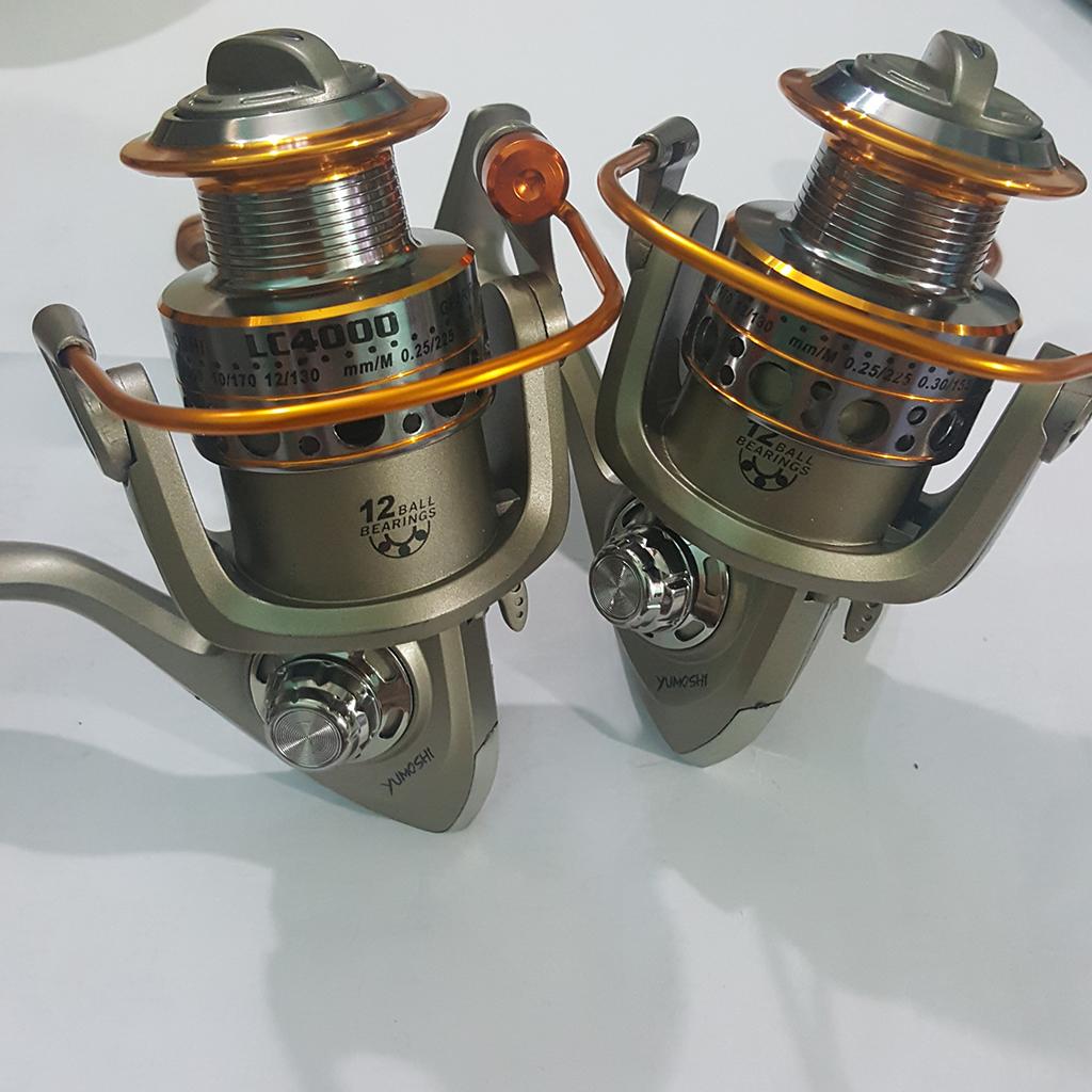 Combo 2 máy câu cá Yumoshi LC 4000 có 12 bạc đạn ( đồ câu cá Giang nam )