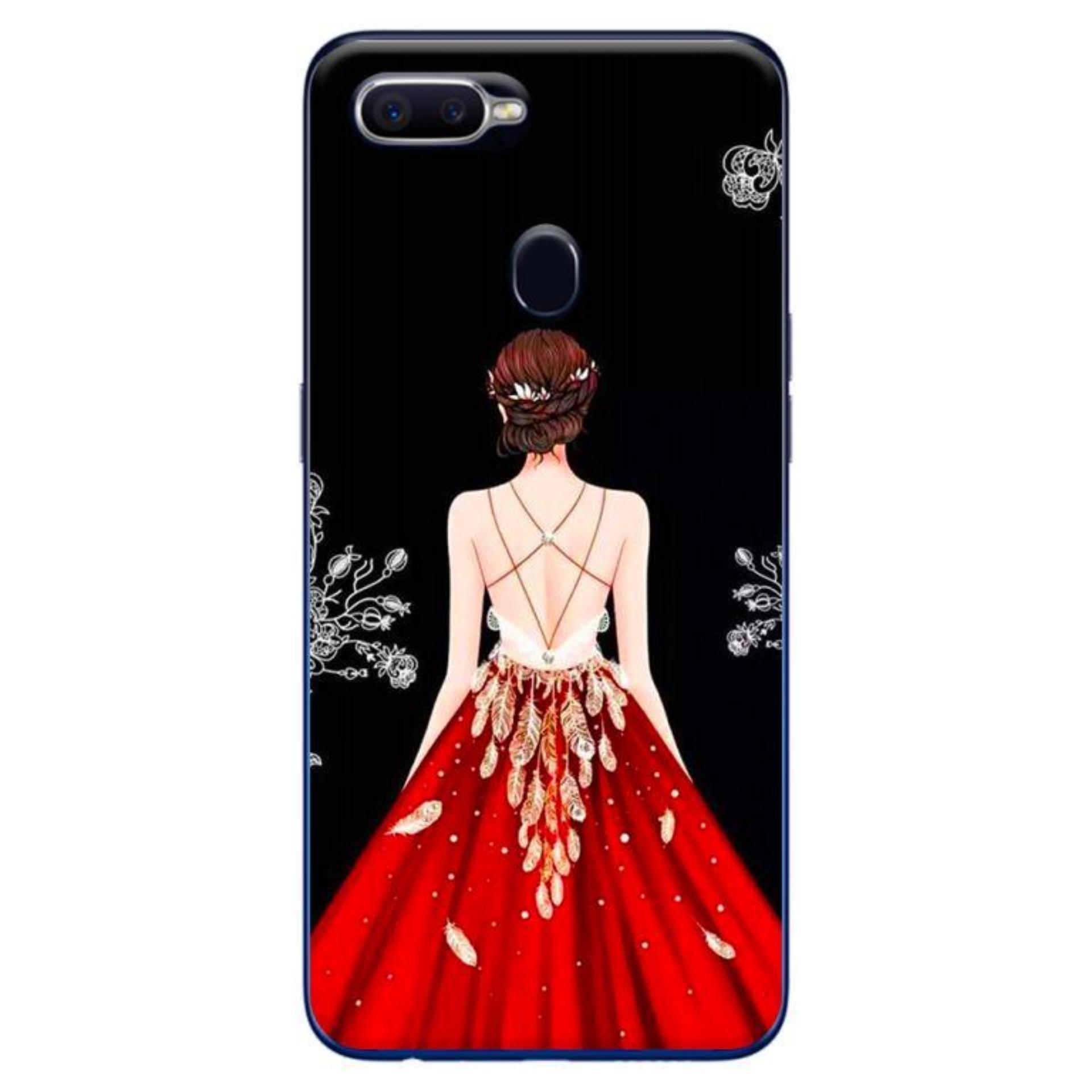 [HCM]Ốp Lưng Oppo F9 - Cô Gái Đầm Đỏ Nền Đen