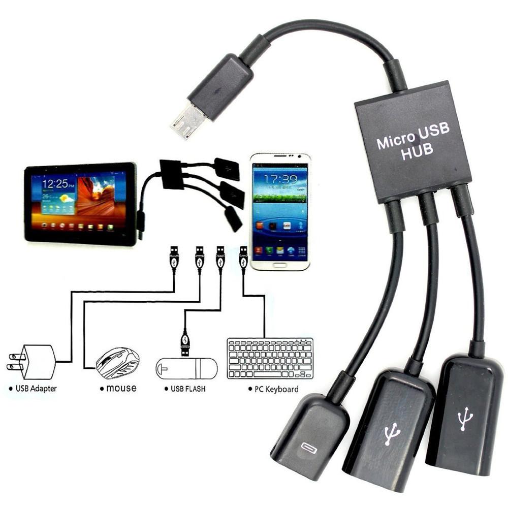 Dual Micro USB Host OTG Hub Adapter Cable For Samsung S4 S5 Tab Note 2 3 4 HTC