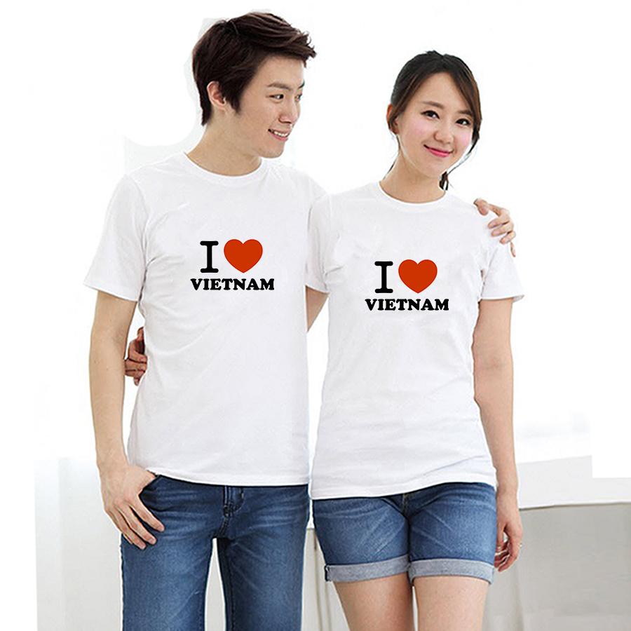 Áo thun cặp đôi in đẹp hình chữ I love Viet 341AAACD form rộng phong cách hàn quốc ATAC341