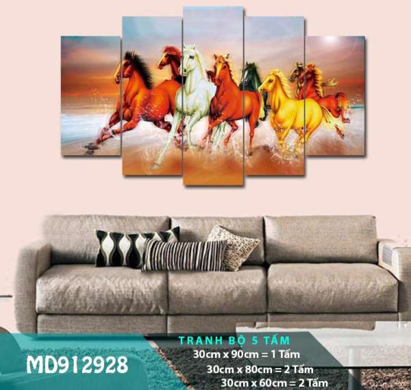 Sale giá gốc Tranh Treo Tường Mã đáo MD903777- Tranh treo phòng ngủ 3D [5 tấm rộng 2m cao 1,2m] Ngọc Diệp Decor