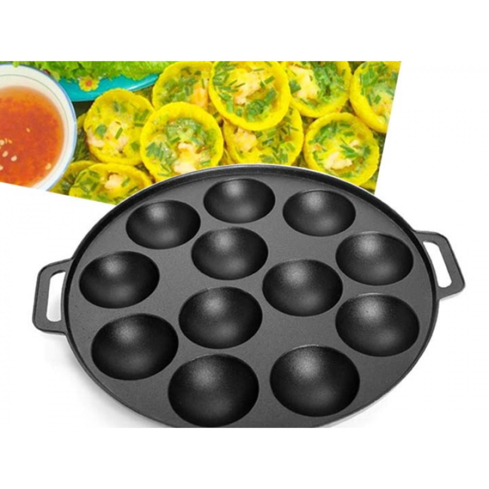 Khuôn Bánh Khọt 12 lỗ Thương Hiệu Vạn Lợi Cao Cấp nắp inox - Thiết kế gọn nhẹ - kích thước phù hợp nhiều loại bếp.