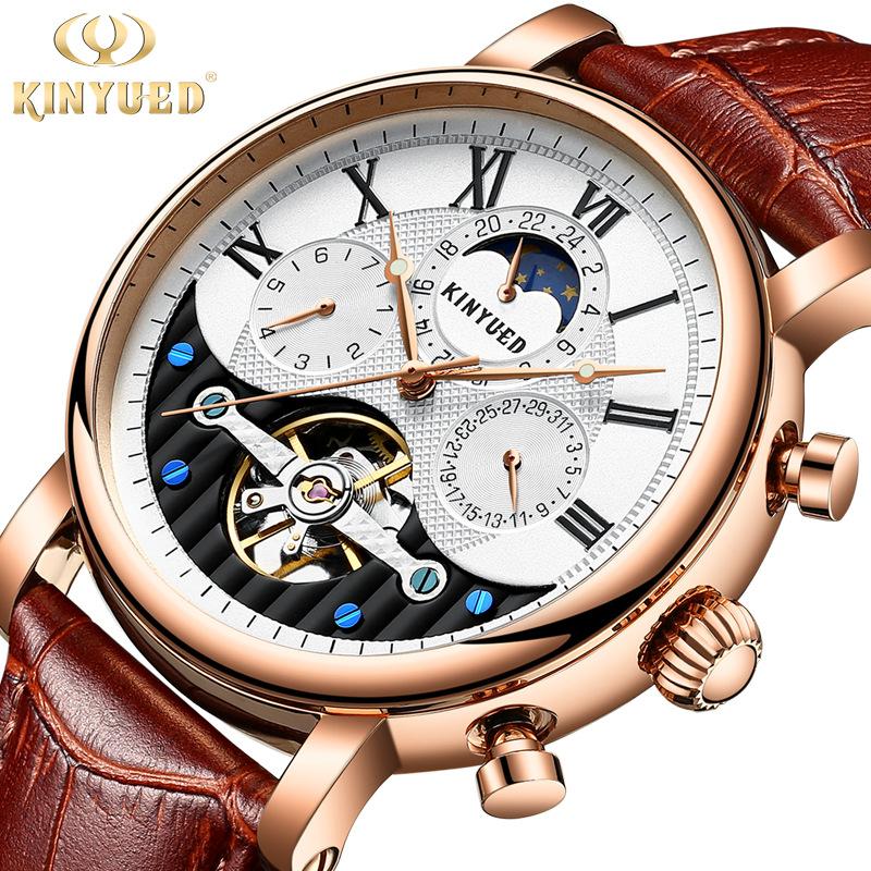 Đồng hồ cơ nam Kinyued DR.6 máy tự động Automatic chạy full kim dây da cao cấp
