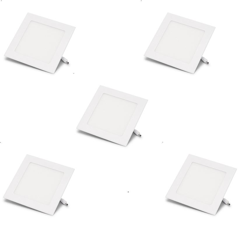 Bộ 5 Đèn LED âm trần dạng tấm mỏng, hình vuông LEDON 7W (ánh sáng vàng)