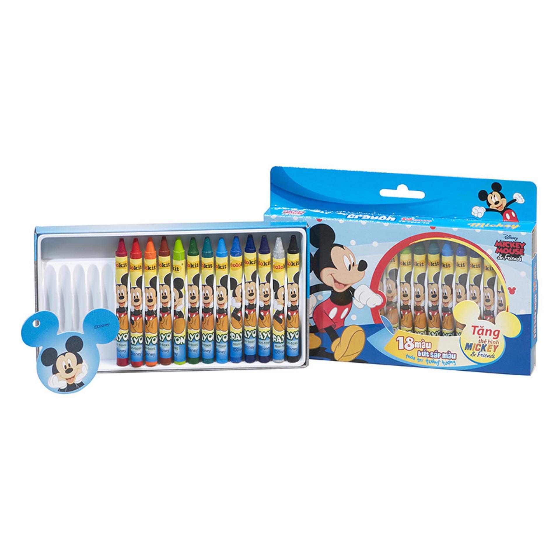 [HCM]HỘP BÚT SÁP MÀU THIÊN LONG CR-C028 MICKEY (18 MÀU)
