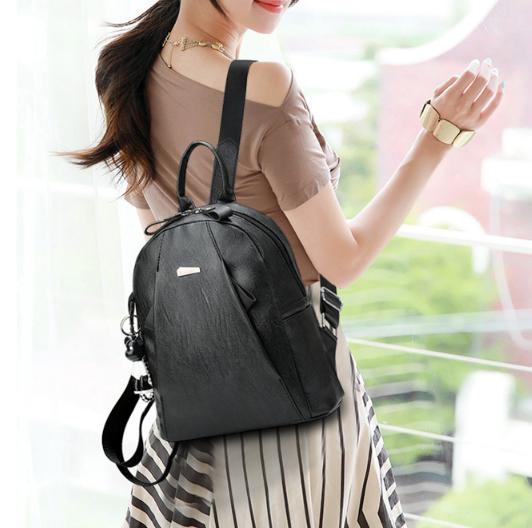 Balo Da Nữ Thời Trang  BL128 ( Đen ) - Tặng Móc Gấu
