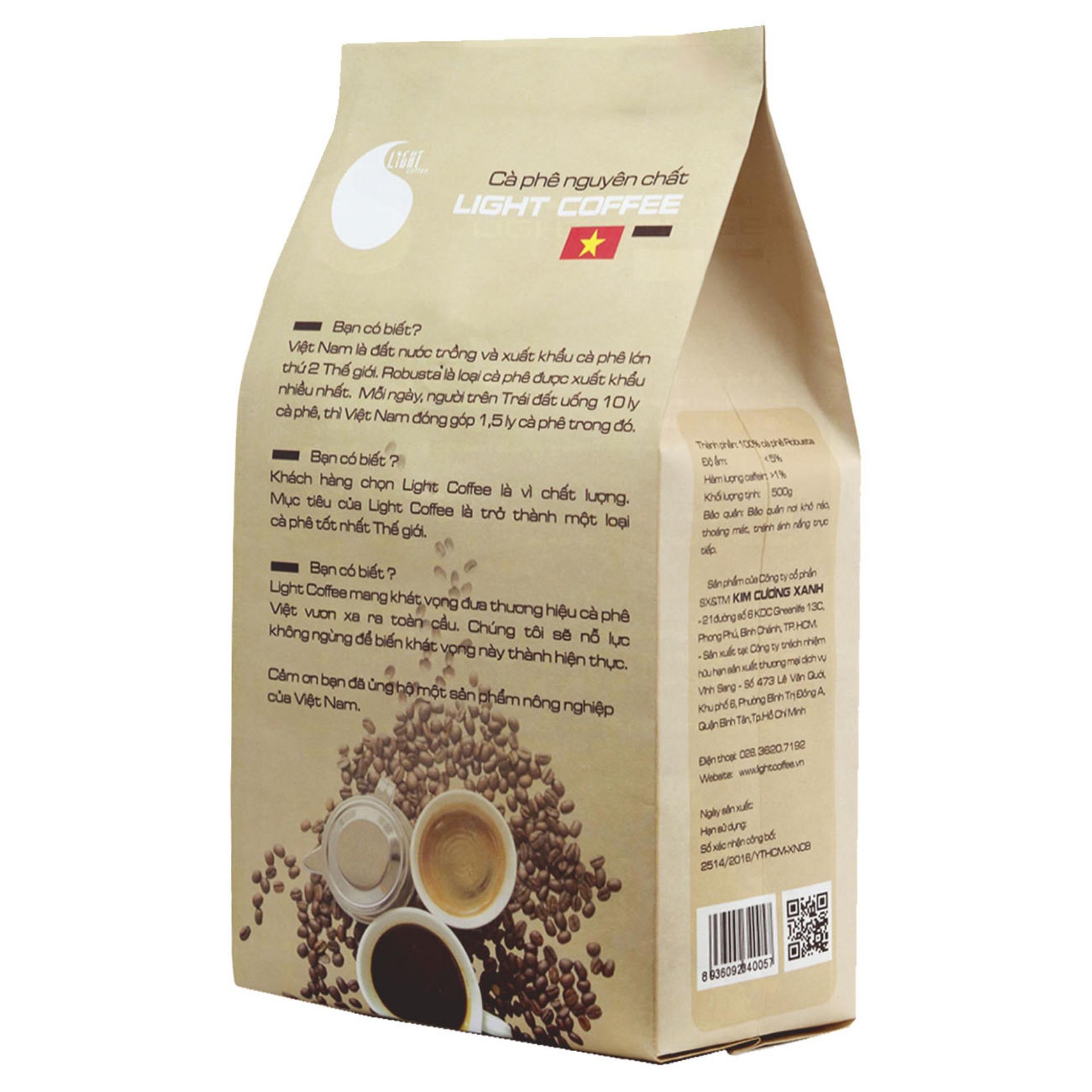 Combo phin pha cà phê inox cao cấp và cà phê bột nguyên chất 100% Robusta đặc biệt Light Coffee 500gr