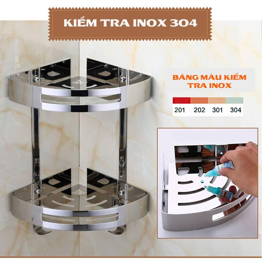 KỆ GÓC ĐÔI PHÒNG TẮM ĐỂ XÀ BÔNG Inox SUS 304