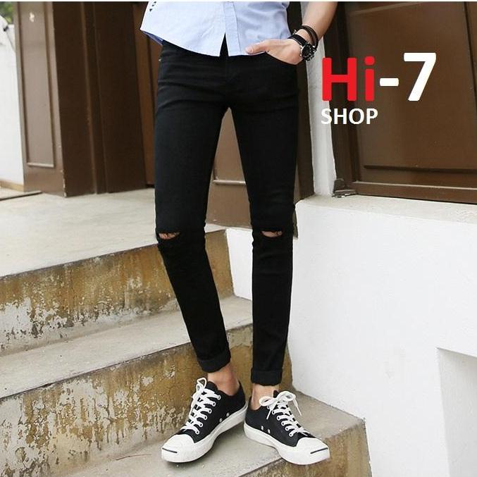 [HCM]Quần Jean Đen Nam Rách Gối Hàng Nhập
