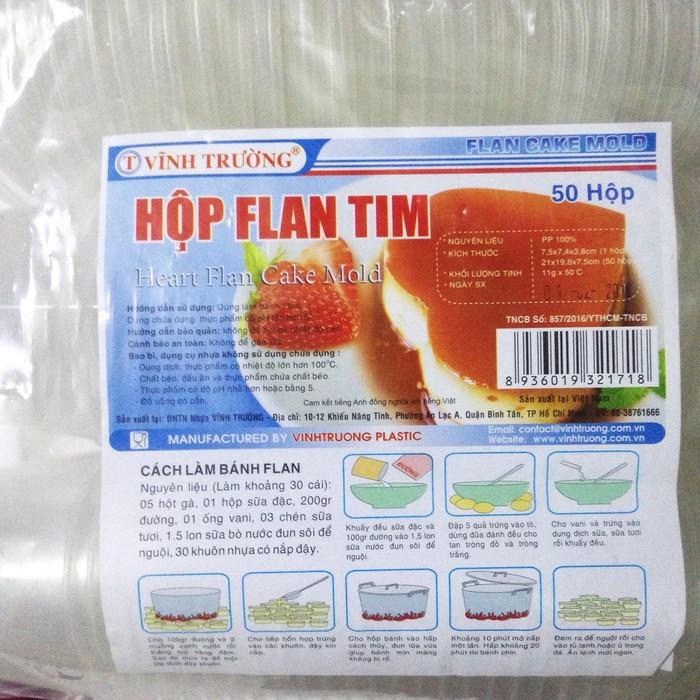 Bộ 50 hộp bánh Flan hình tim dễ thương