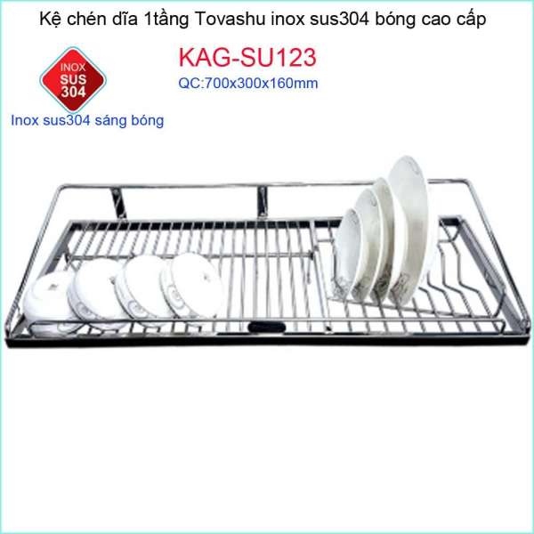 Kệ úp chén dĩa 1 tầng 700, kệ chén dĩa inox 304 KAG-SU123