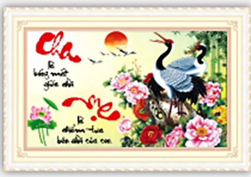 Tranh đính đá cha mẹ H1020