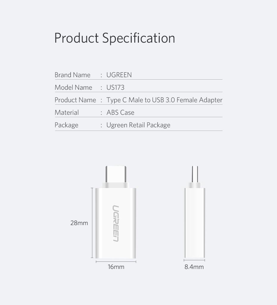 Cổng chuyển USB Type C to USB 3.0 của hãng Ugreen
