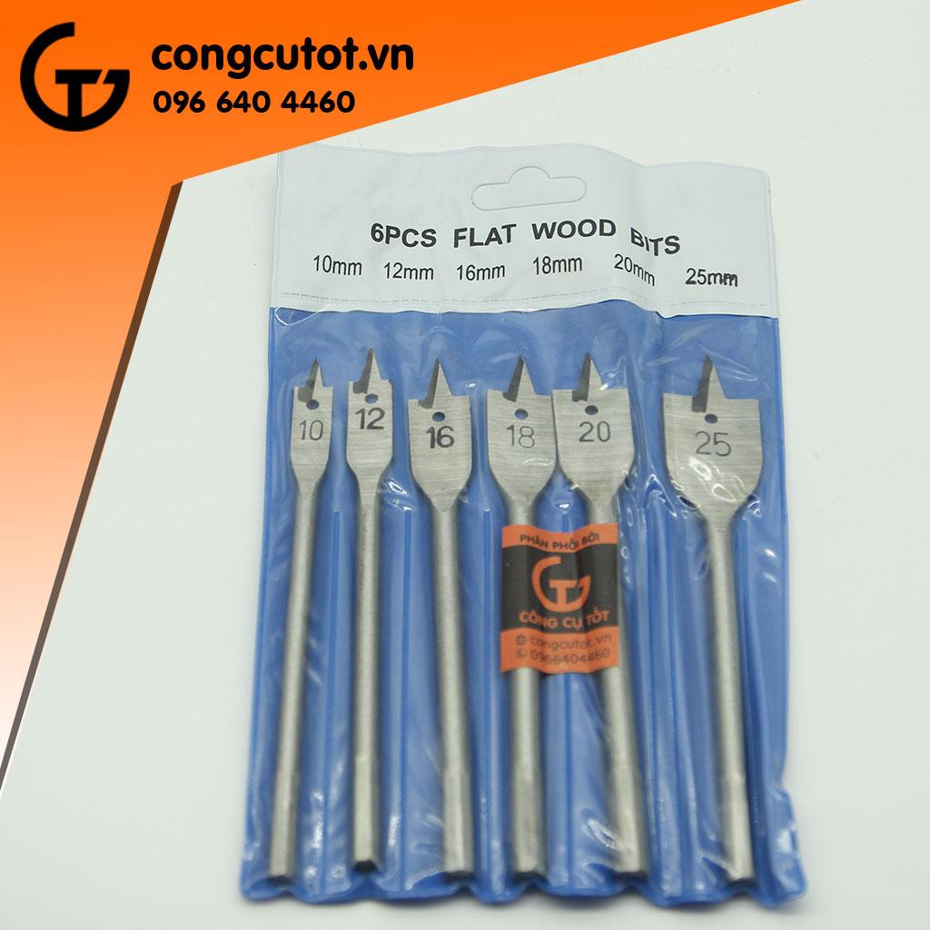 Bộ 6 mũi khoan gỗ đuôi cá 10-25mm