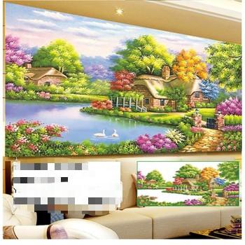 [HCM]Tranh Đính Đá Phong Cảnh Y8042 120x75cm - Màu sắc tươi sáng hơn và hình ảnh chân thật không phai màu.