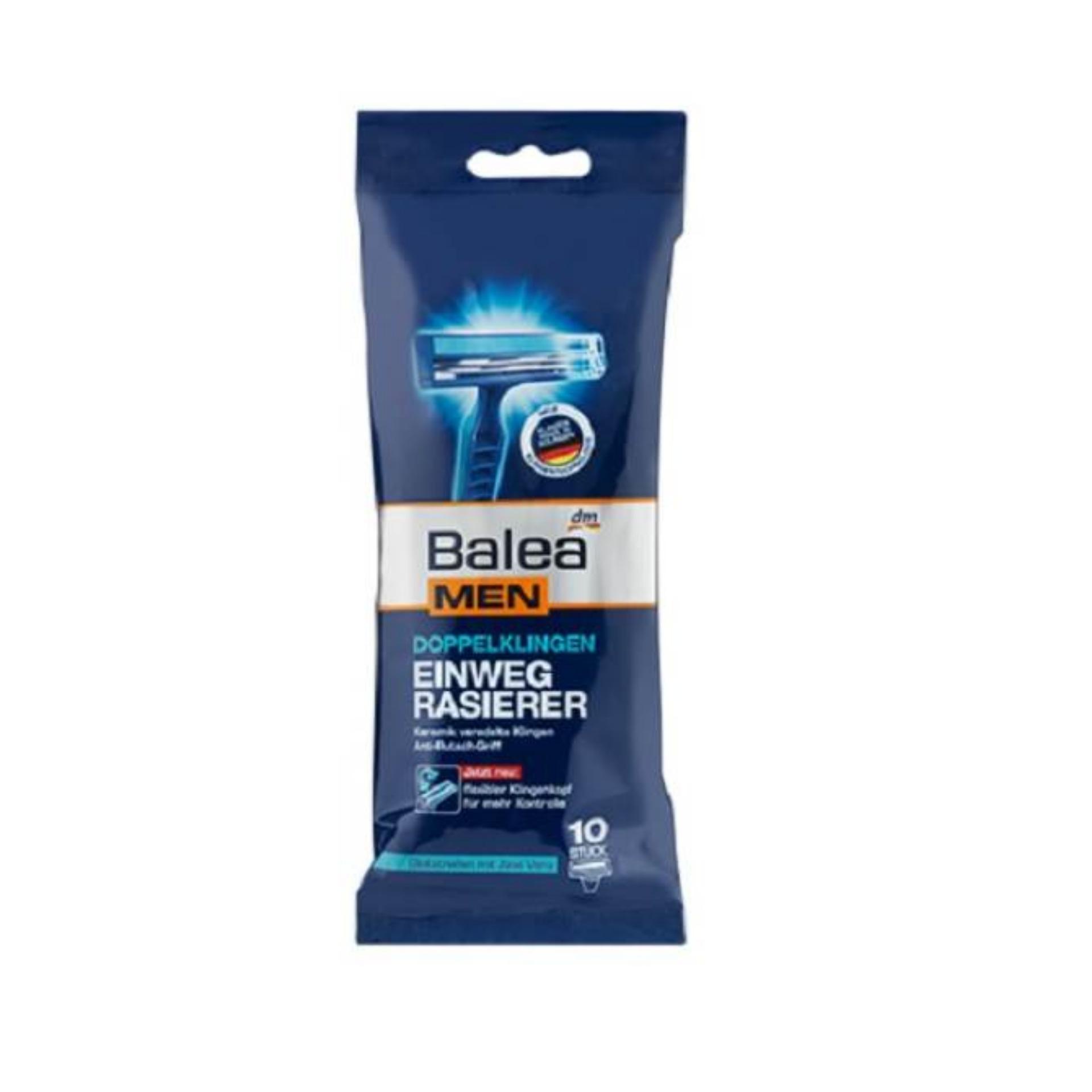 Gói 10 dao cạo râu lưỡi kép Balea (Xanh)
