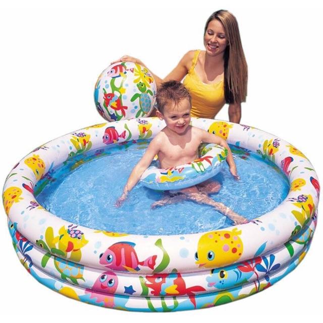 Bể bơi + bóng+phao bơi intex 1m32 x28cm