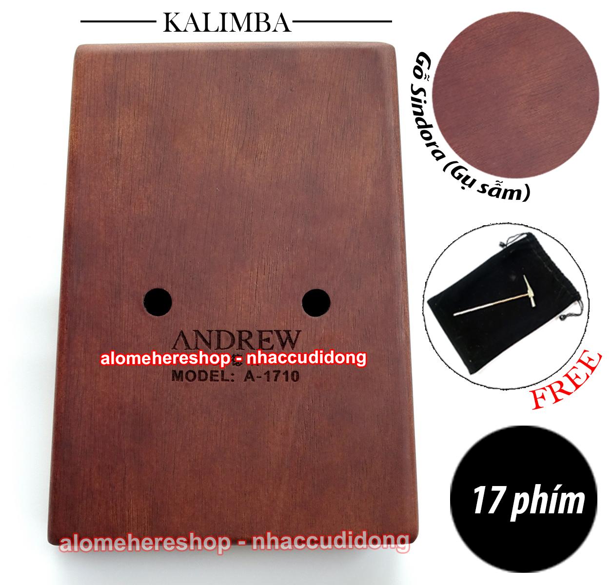 Đàn Kalimba Andrew 17 Phím Gỗ Sindora (Gụ - Vân Sẫm)