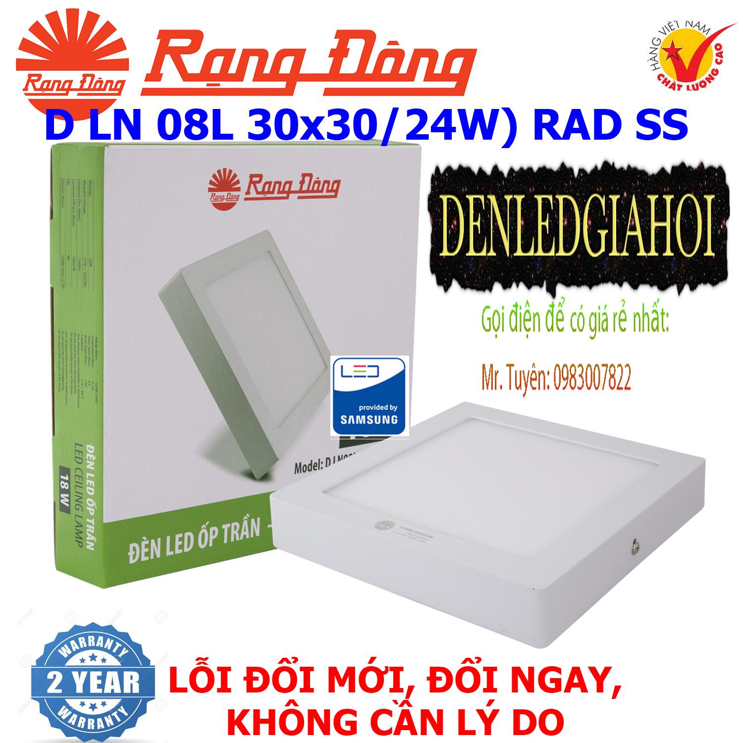 Đèn LED ốp trần cảm biến 24W Rạng Đông(D LN 08L 30x30/24w) RAD SS