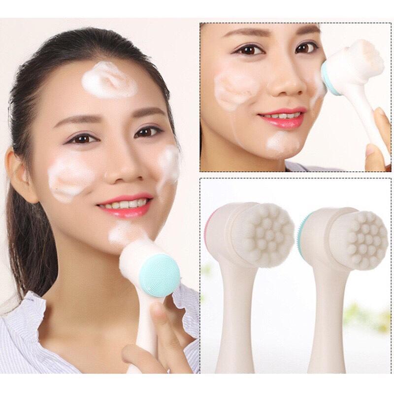 Cọ massage rửa mặt silicon 2 đầu thông minh - BUMSTORE