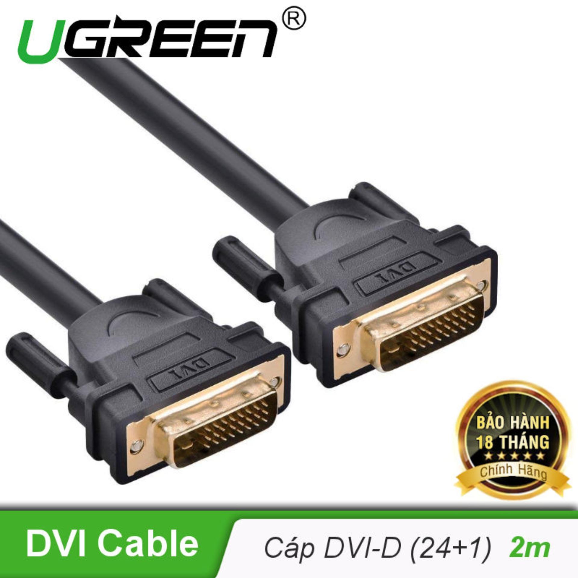 [HCM]Cáp tín hiệu DVI-D (24+1) 2 đầu đực dài 2m UGREEN DV101 11604