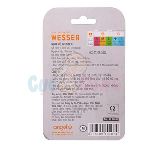Ty bình sữa Wesser cổ rộng size M - 2 cái/vỹ