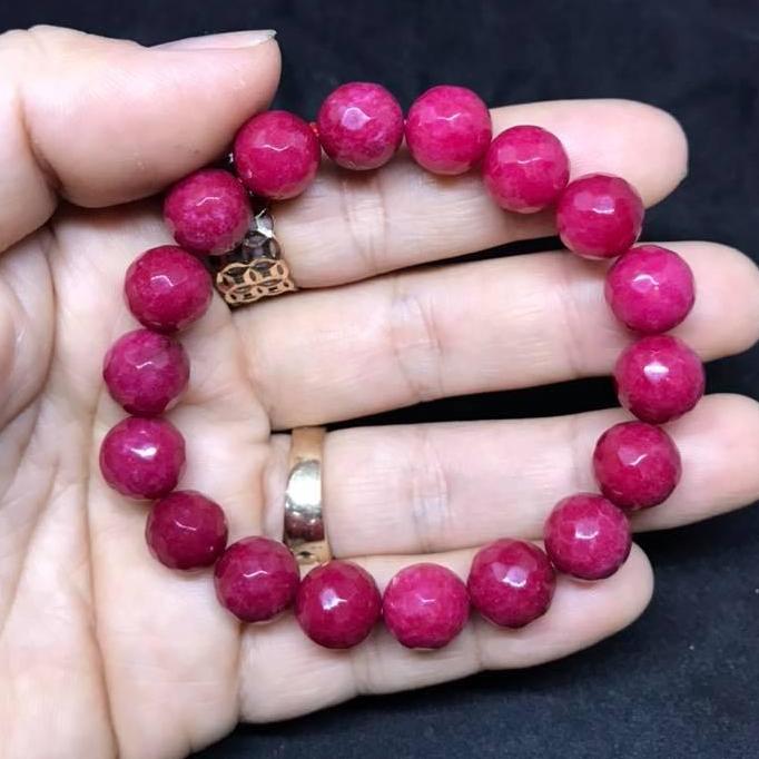 [HCM]VÒNG TAY HỒNG RUBY MÀI GIÁC 10LY