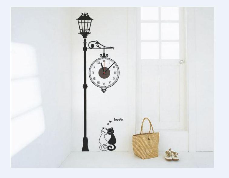 Tranh dán tường kèm đồng hồ trang trí