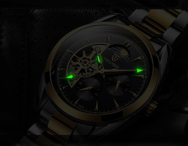 Đồng hồ cơ nam Tevise 795A chạy full kim (Full Gold)