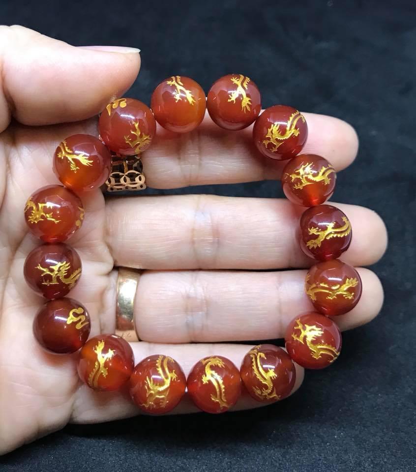 VÒNG TAY ĐÁ MÃ NÃO CHẠM RỒNG 12LY