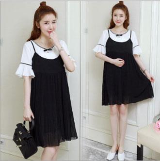 Đầm Bầu - Sét Váy Yếm Xếp Ly Tiểu Thư - Đen