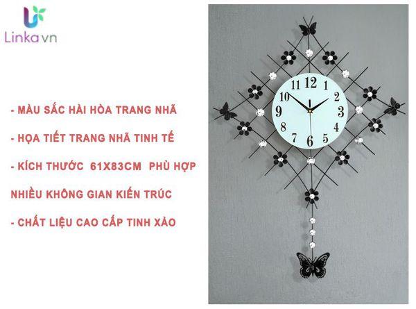 Đồng hồ trang trí treo tường nghệ thuật DHA001 – Chất liệu họa tiết thạch anh cao cấp