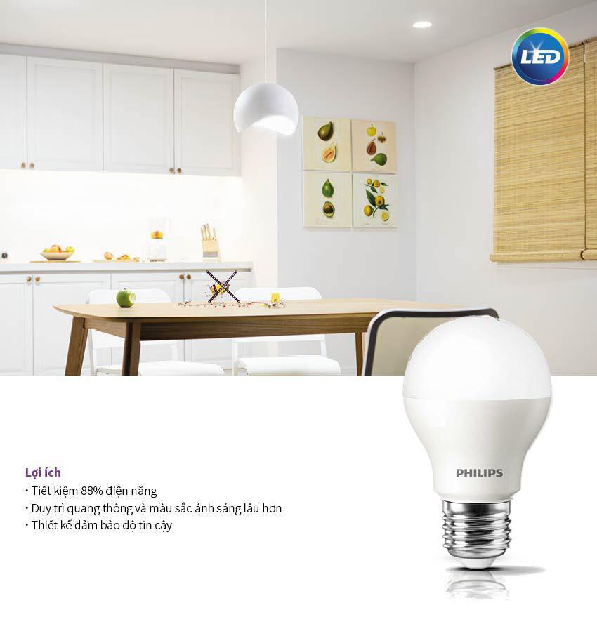 Bóng đèn Philips Ledbulb 6500K E27 230V A60 (15W) - Ánh sáng trắng