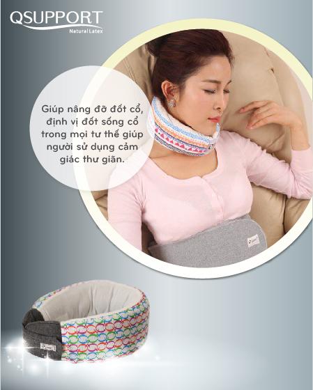 GỐI CỔ TIA HỒNG NGOẠI XA CAO CẤP QSUPPORT - Xám đậm S,M,L,XL