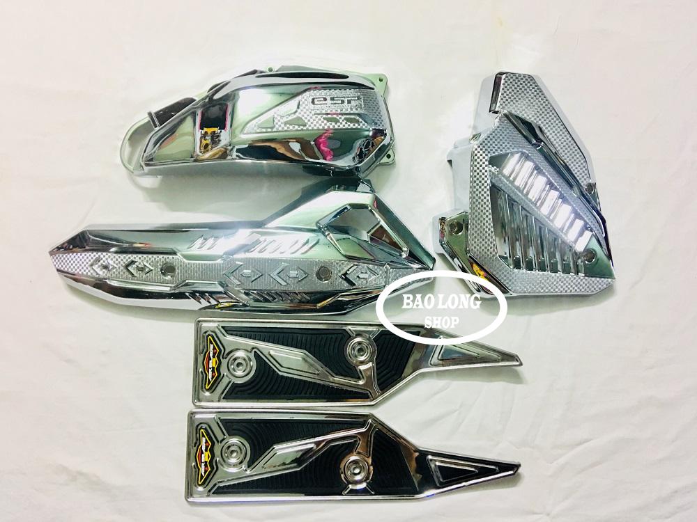 Combo Bộ 4 món Ốp Pô,Pô E,Két nước,Lót chân Xi Inox dành cho xe Airblade đời 20162019