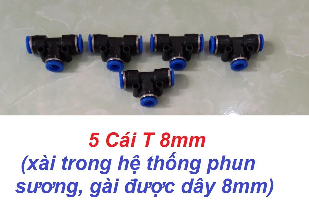 5 cái T (ngã ba) phun sương 8mm- mã PE08
