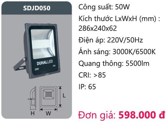 ĐÈN PHA LED 50W DUHAL ÁNG SÁNG TRẮNG SDJD050