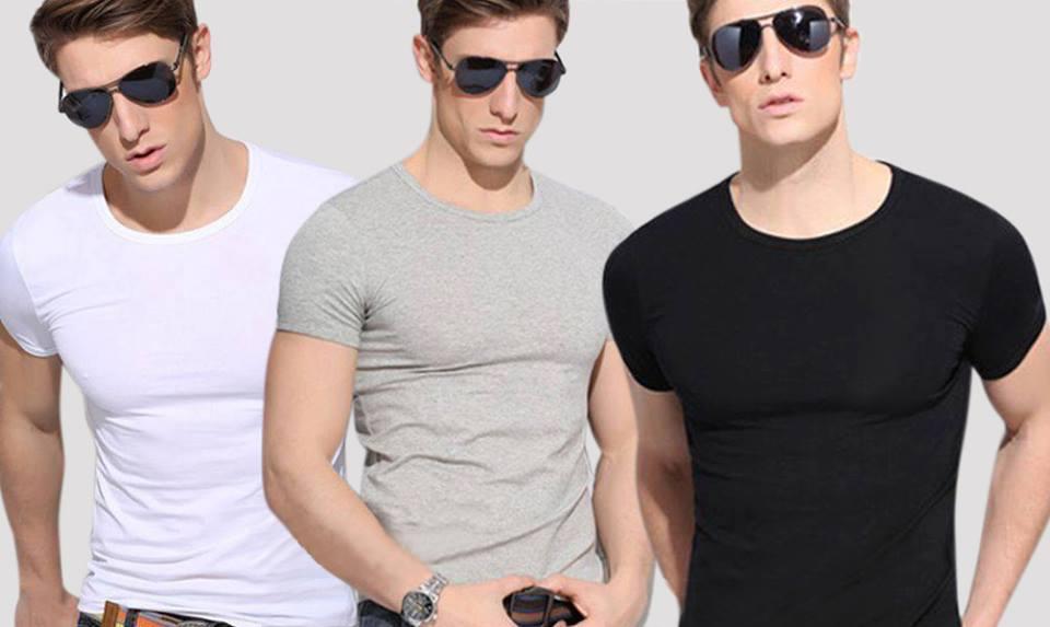Combo 3 áo thun nam body cổ tròn vải dày mịn thoáng mát phong cách Hàn Quốc ( đen/ trắng/ xám )