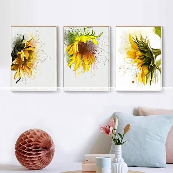 [HCM]Bộ 3 tranh canvas hoa hướng dương