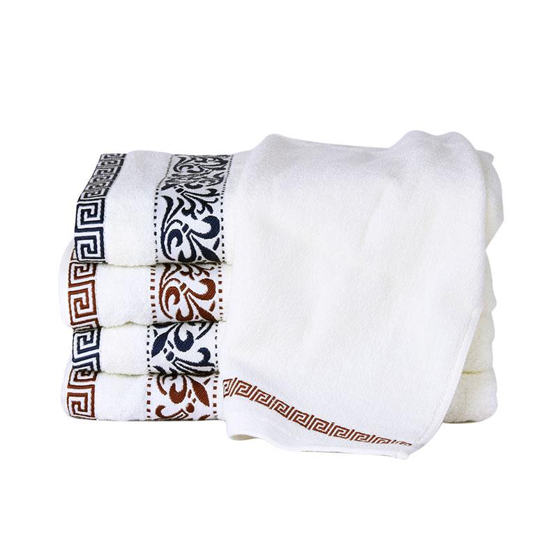 Pure Cotton Thick Towel Bath Towel White Red And Blue Geometric Pattern Hotel Villa Beauty Salon Face Towel Water Absorption