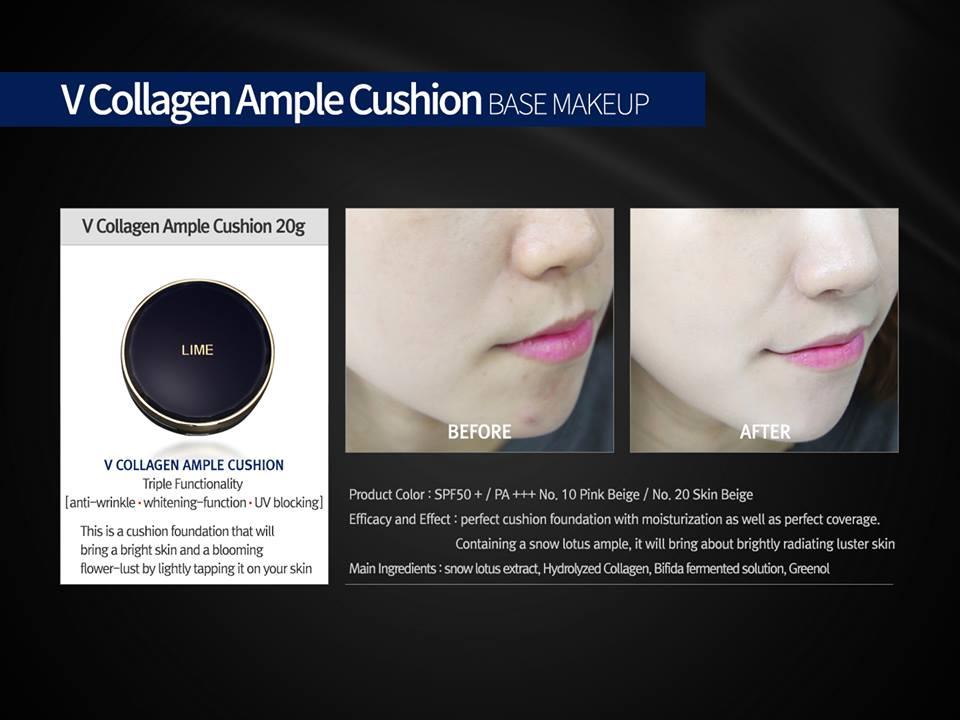 Phấn nước Lime V Collagen Ample Cushion SPF50+/Pa+++ (Dành cho da khô)