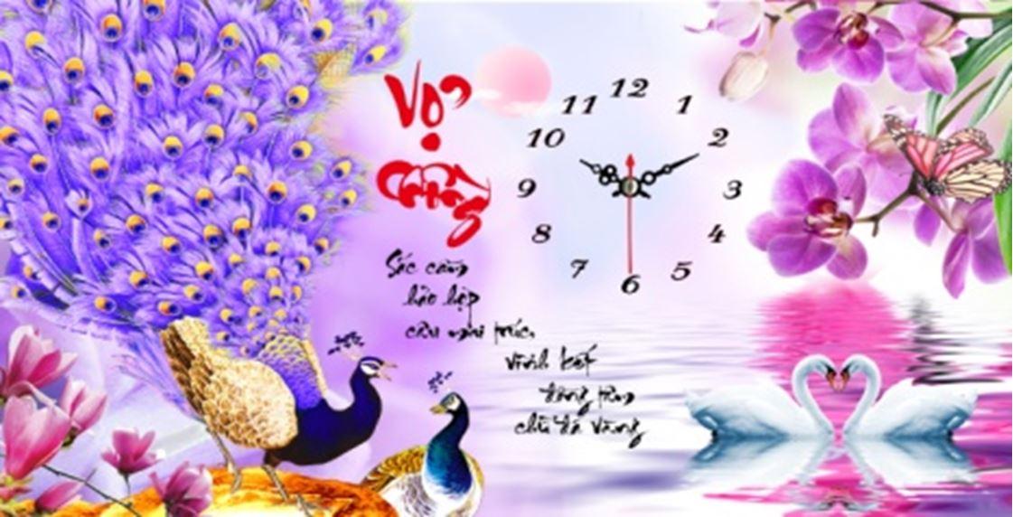 Tranh đá đồng hồ vợ chồng lv162 kích thước 77 x 45 cm