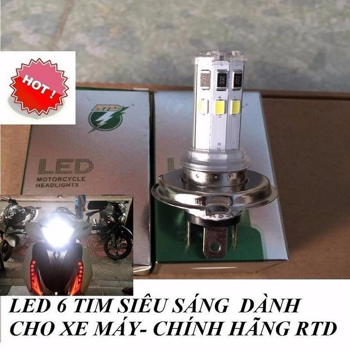 [HCM]Bóng Đèn Led H4 Xe Máy 6 Tim Xịn Siêu Sáng