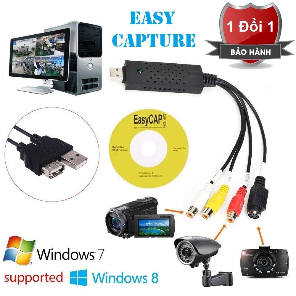 Cáp chuyển hình ảnh từ máy quay và tivi vào máy tính Easy Cap Ture (Đen)