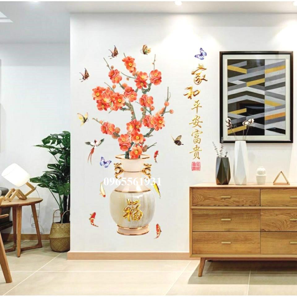 DECAL DÁN TƯỜNG BÌNH HOA 3D